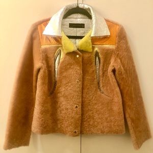 ZARA WOMAN reversible faux fur and metallic silver jacket size S